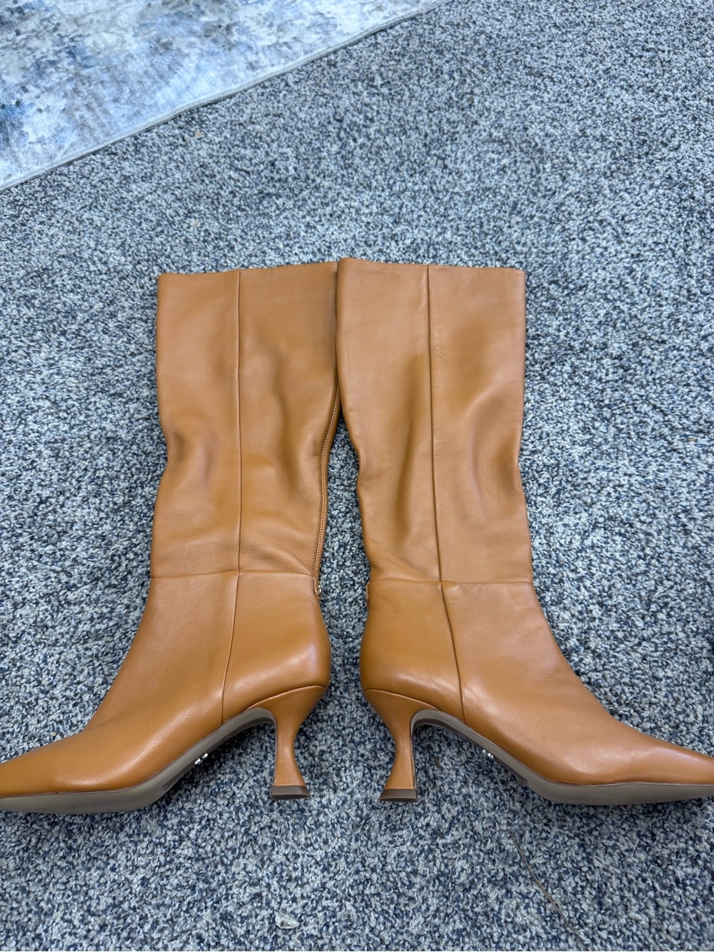 Sam Edelman Camel Tan Leather Mid-Calf Heeled Boots